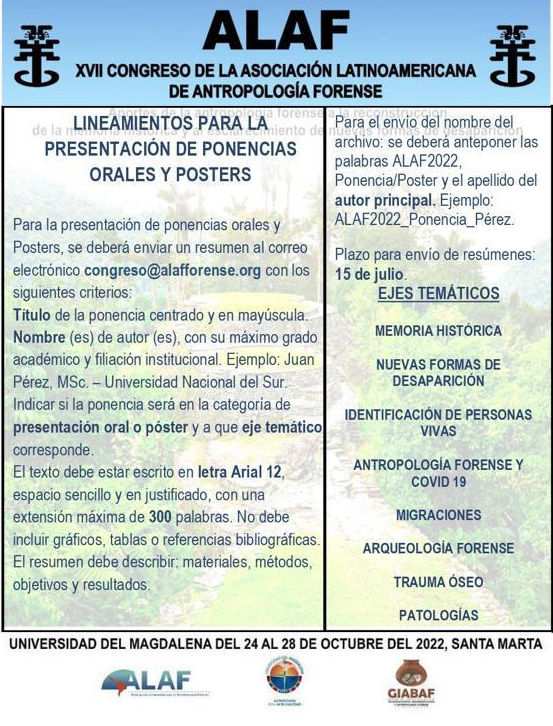 XVII Congreso de la Asociación Latinoamericana de Antropología Forense.