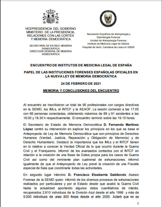 Encuentro de Institutos de Medicina Legal de España.